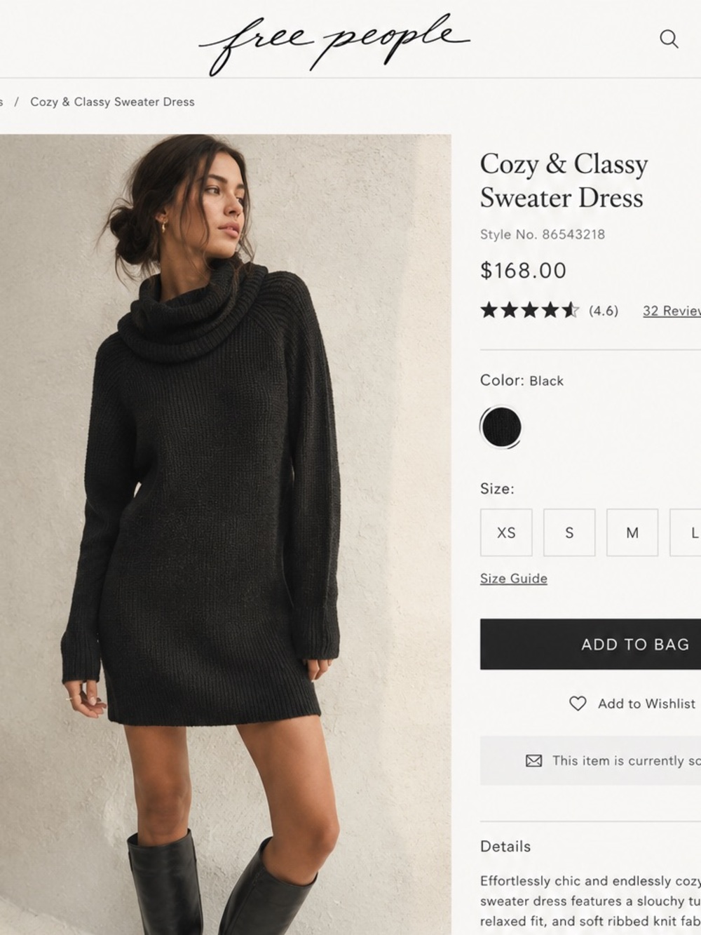 Cozy & Classy Black Turtleneck Sweater Dress